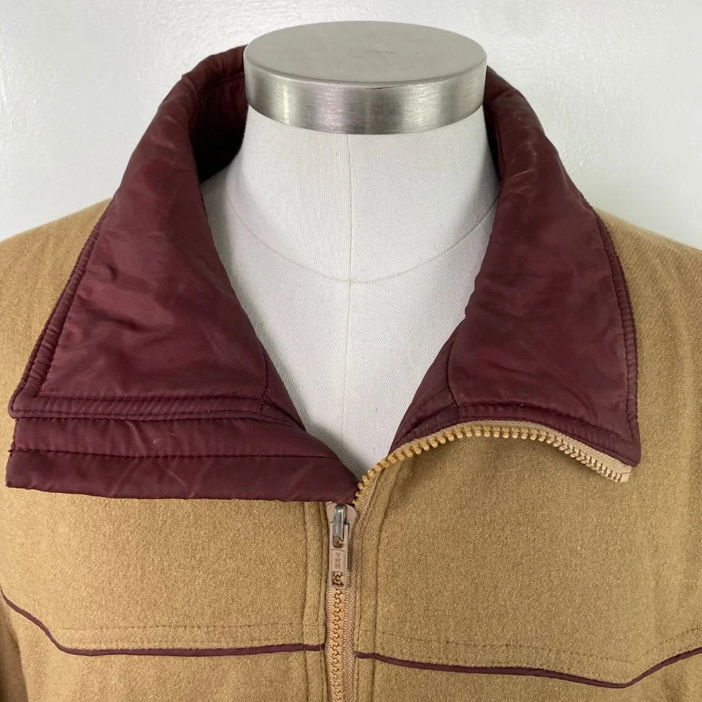 Vintage Anderson-Little Tan w/ Red Trim Coat Large Wool Blend - Picture 8 of 15